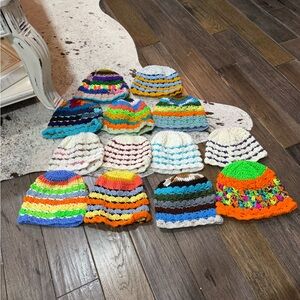 Cottage Core Crochet Beanie Lot